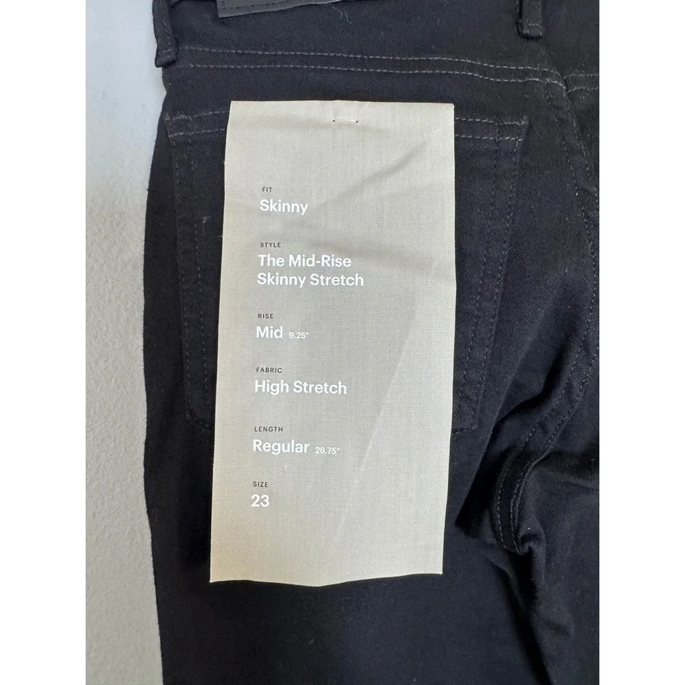 Everlane The Mid-Rise Skinny Stretch Jeans Black Organic Cotton‎ 23 Regular NEW